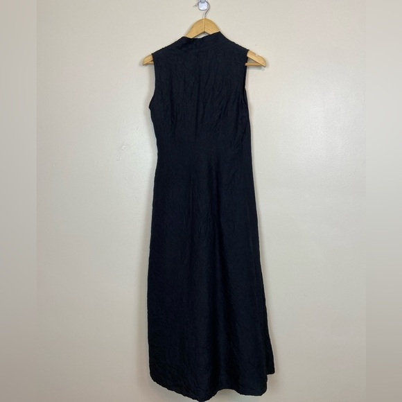 Jill 100% Silk Black Midi Crepe Crinkle Wrap Dress – Size XS - Picture 6 of 8